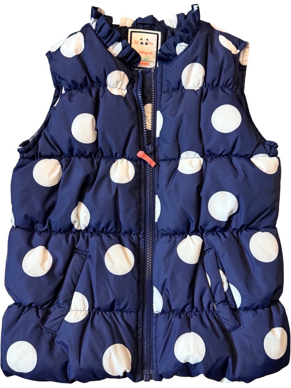 Gymboree Navy Blue Polka Dot Puffer Vest Girls’ size Medium (7/8)
